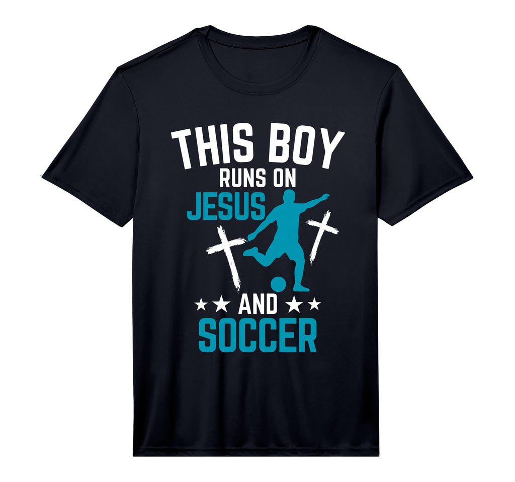 This Runs Jesus And Soccer Christian T-Shirt - Novelty Apparel Unisex