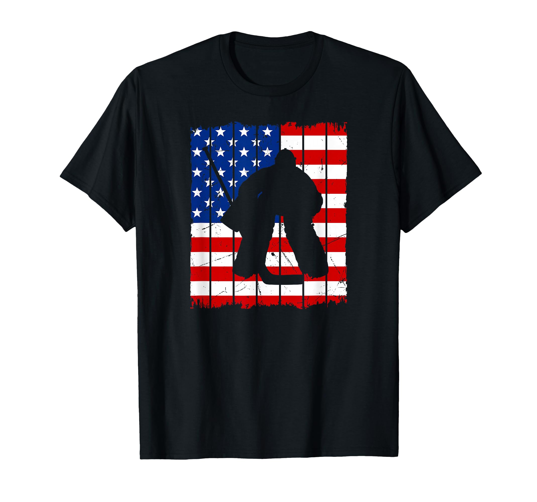 Ice Hockey Goalie Usa Flag Goalkeeper T-Shirt - Minimalist Print Men Women
