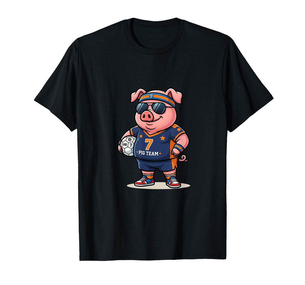 Pig Team 7 Soccer Player Cartoon Fun T-Shirt - Minimalist Print Unisex