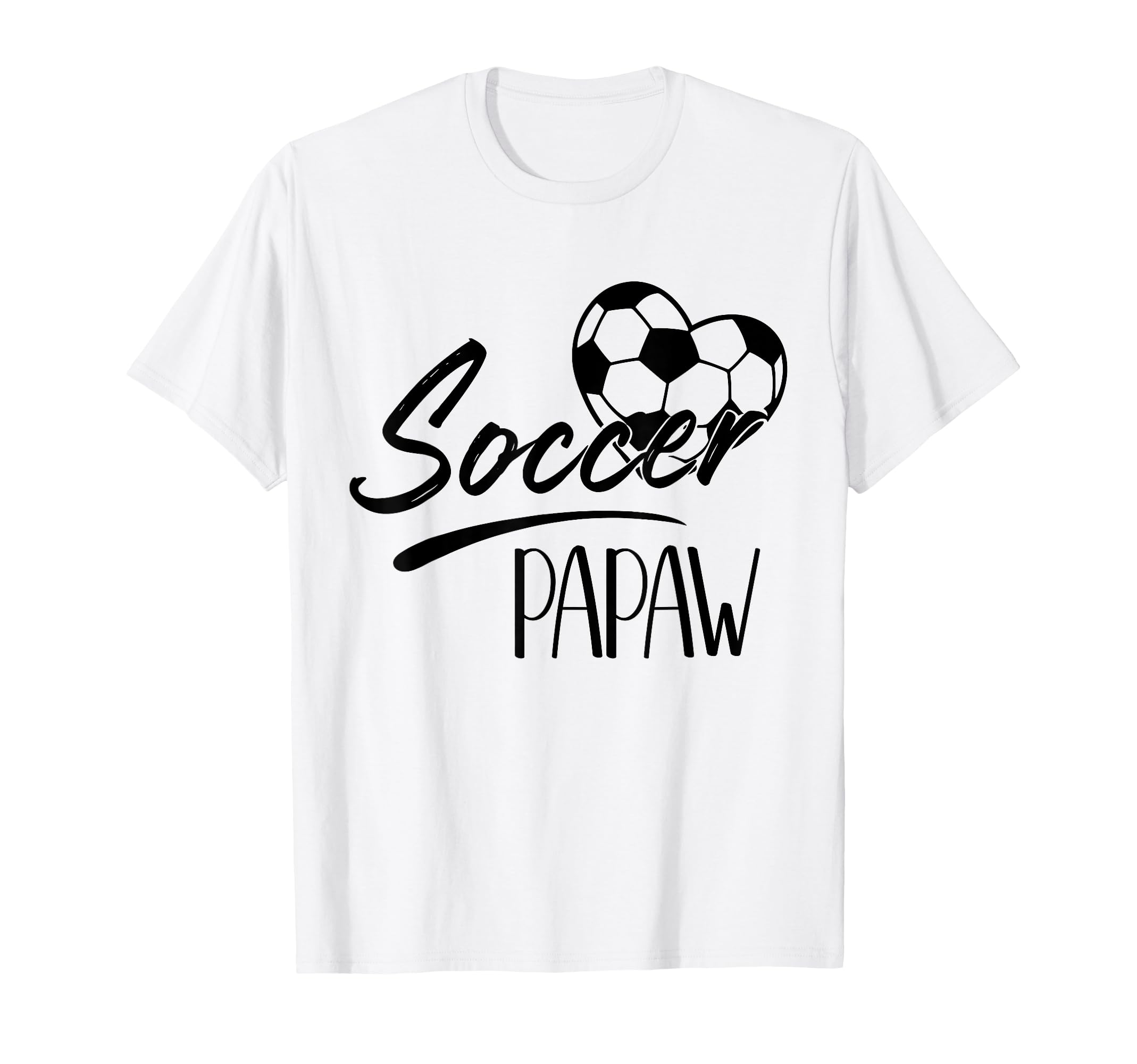 Soccer Papaw Heart Family Matching T-Shirt - Fun Novelty Design for Adults