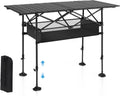 ALPHA CAMP Folding Camping Table, Portable Roll-up Table with Adjustable Height, Large Storage Bag and Carrying Bag, Tall Aluminum Table for Indoor & Outdoor Picnic BBQ Backyards Beach