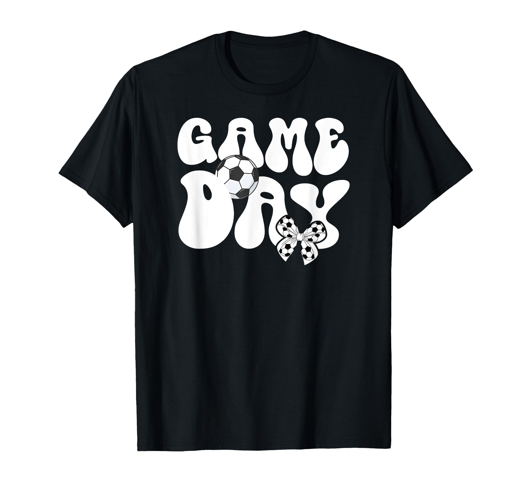Groovy Soccer Game Day Bow Game Day T-Shirt - Trendy Graphic for Adults