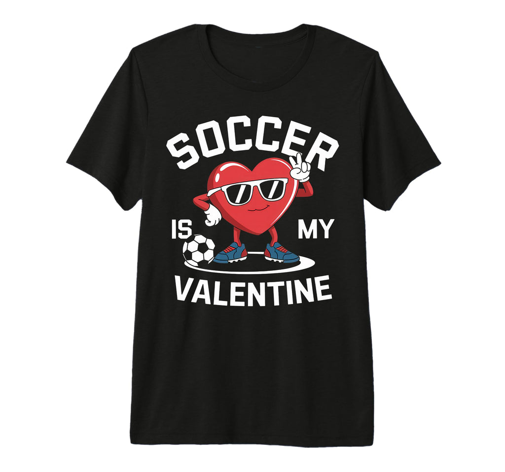 Soccer Is My Valentine Heart Fun Tri T-Shirt - Graphic Print Men Women