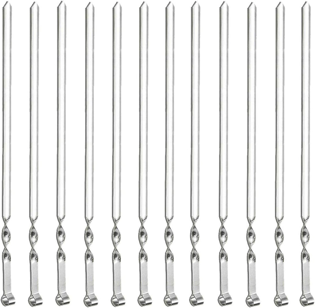 Antallcky 12 Pack Kabob Skewers BBQ Barbecue Skewers Stainless Steel Sticks Heavy Duty Large Wide Reusable with Nonslip Ring Handle Ideal for Shish Kebab Chicken Shrimp and Vegetables (22 inch)