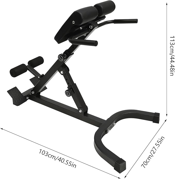 Multi-Functional Roman Chair Back Extension Machine, 8-Level Adjustable Hyperextension Bench Ab Sit Up Bench Upper and Lower Body Workout Machine Build Muscle for Gym, Home