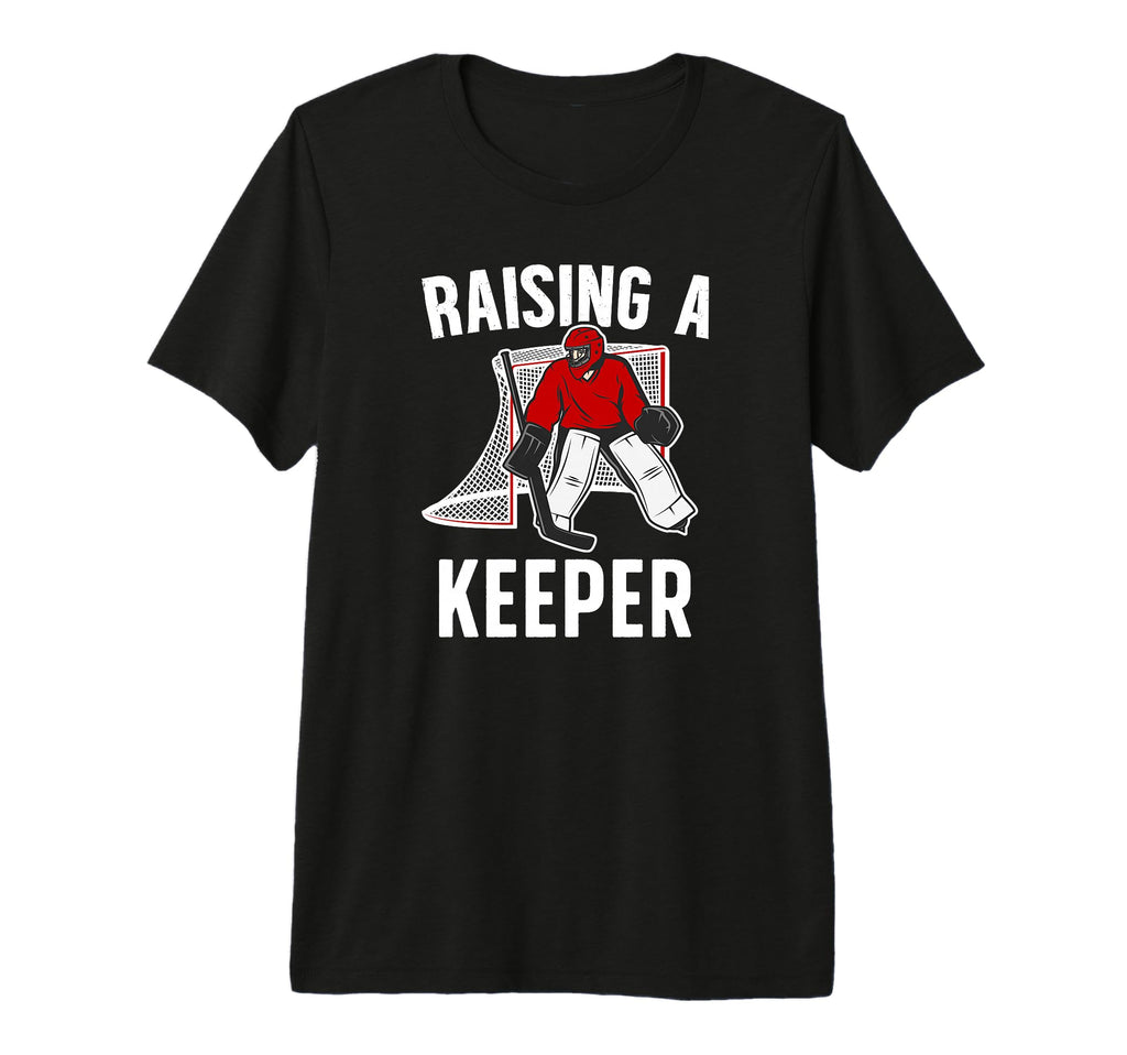 Mens Raising Hockey Keeper Dad T-Shirt - Streetwear Style for Adults