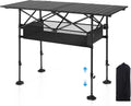 LET'S CAMP Folding Camping Table, Portable Aluminum Roll-up Picnic Backpacking Table with Adjustable Height, Large Storage and Carrying Bag for Picnic, Camping, BBQ, Party, Backyard, Beach