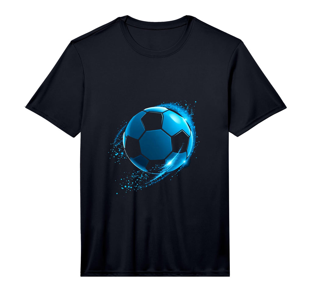 Dynamic Blue Soccer Ball T-Shirt - Casual Everyday Wear Men Women