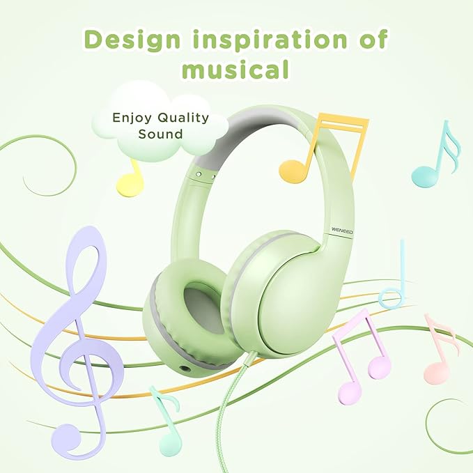 Kids Headphones with Microphone, Kids Headphones-94dB Volume Limited-Shareport, Foldable Wired Headphones