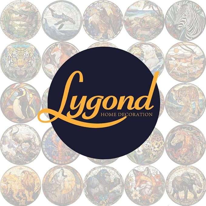 Lygond Metal Sign Tin Sign Circular Stained Glass Rabbit Restroom Tin Sign for Garden 8×8 Inches