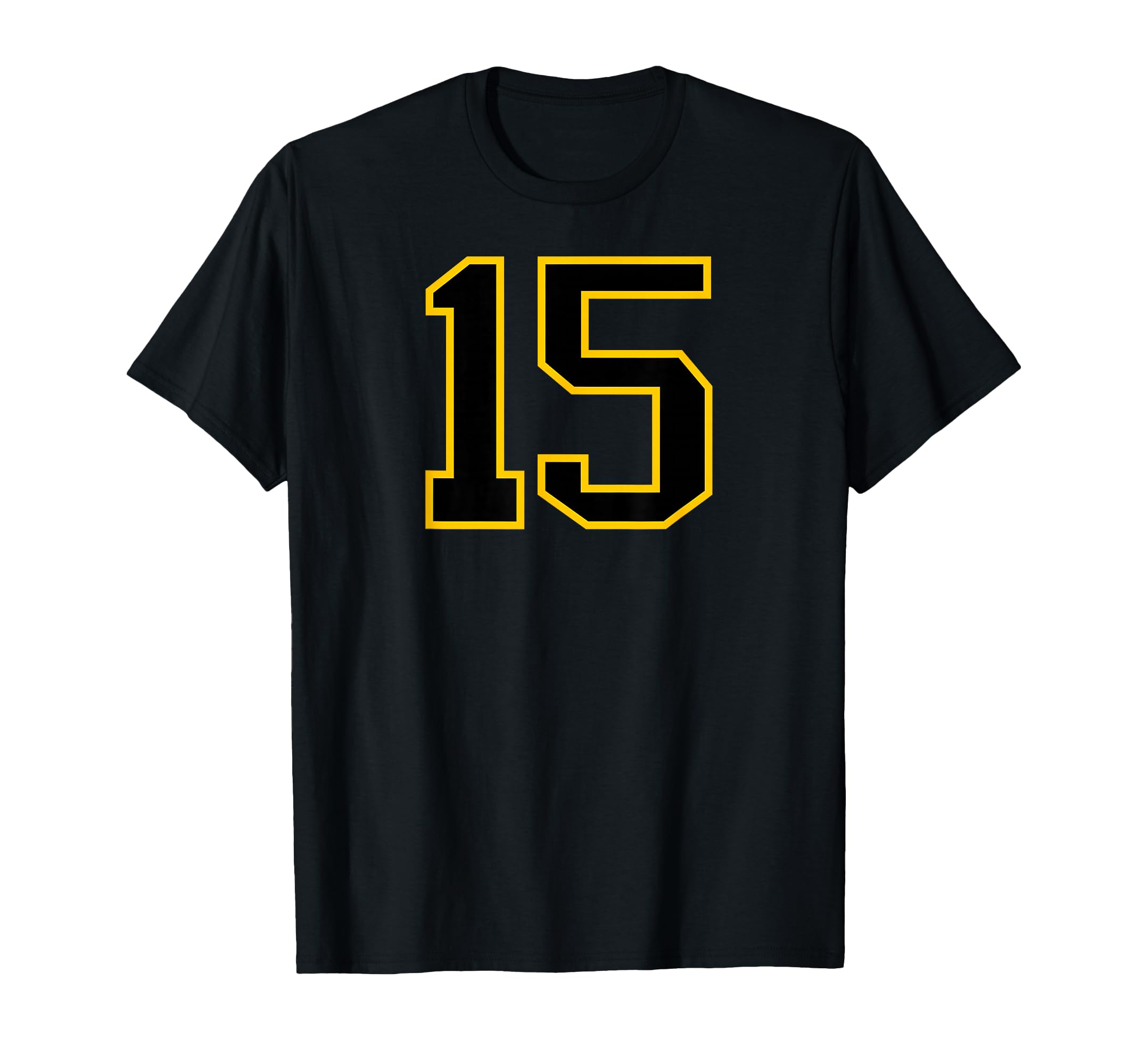 Number 15 Sports Team Yellow Black Number T-Shirt - Novelty Apparel Unisex