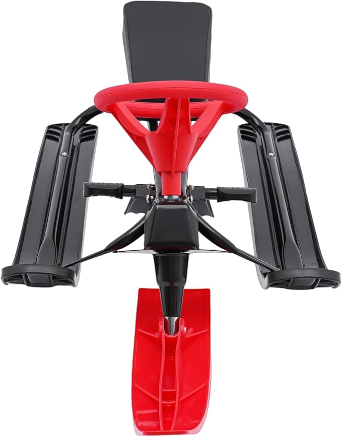 Snow Racer Sled for Kids, Dual Brakes Snowmobile Sled Ski with Steering Wheel, Snow Sledge for Skiing, Ice Skating, Sand Skating, Single Rider 45 x 20 x 15 inches