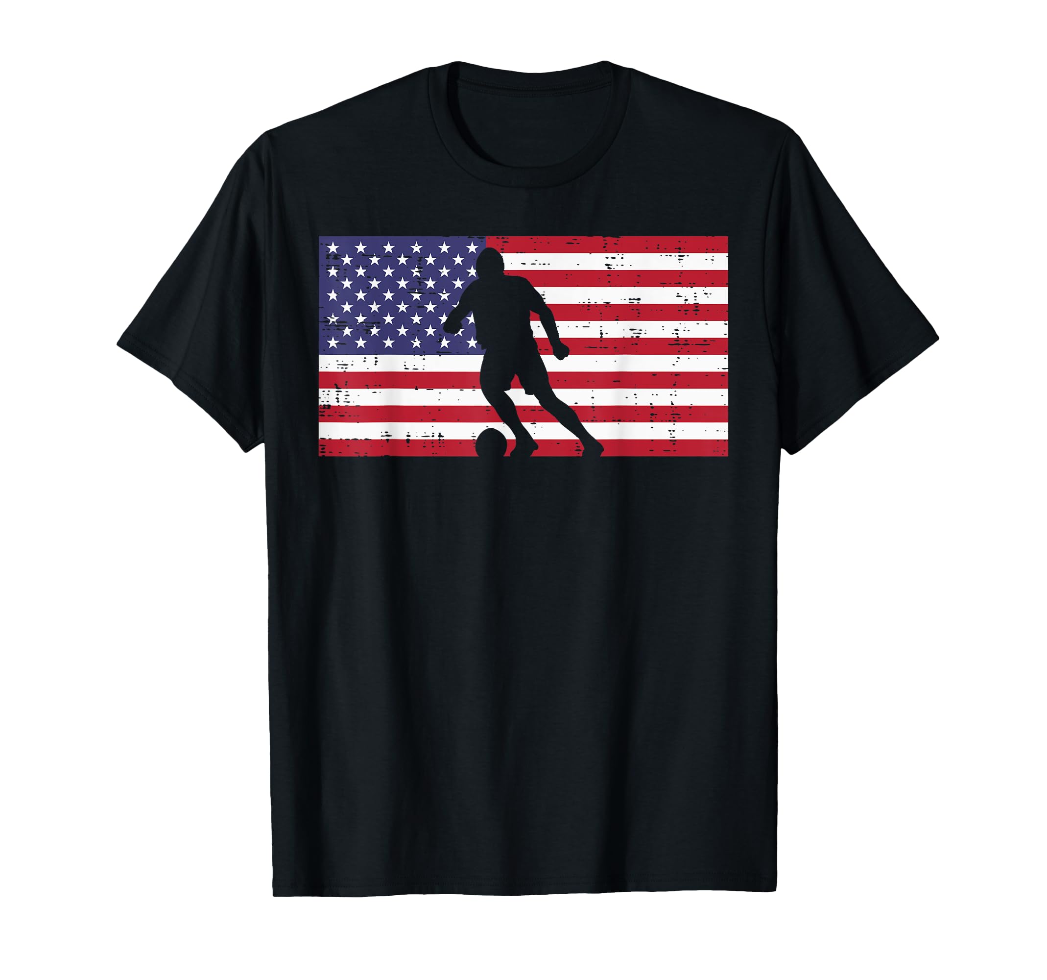 American Flag Soccer Silhouette T-Shirt - Custom Art Print Men Women