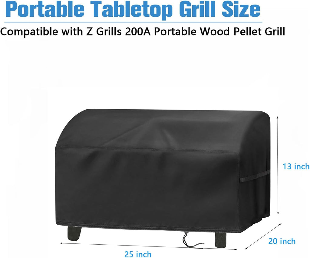 Grill Cover for Z Grills Cruiser 200a Portable Pellet Grill,Waterproof Small Tabletop BBQ Grill Covers - 25 x 20 x 13 Inch