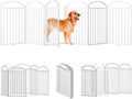 6 Panles Full Matel Freestanding Dog Gates with Door, 144"Extra Wide 36"Tall Free Standing Dog Pet Gate for Indoor & Outdoor. Foldable Pet Fences for Doorways, House, Stairs, Porch, Deck, Yard