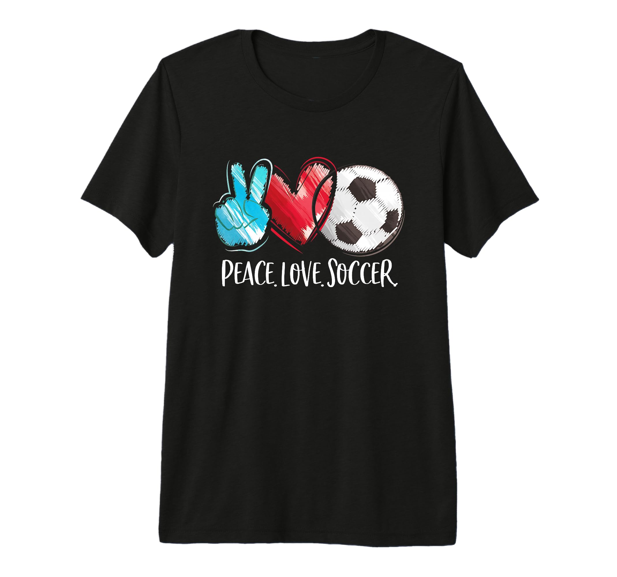 Soccer Player Soccer Fan Peace Love T-Shirt - Custom Art Print Unisex
