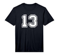 Number 13 White Sports Team T-Shirt - Casual Everyday Wear Men Women