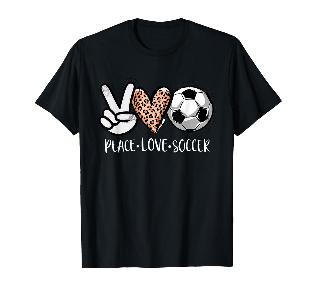 Peace Love Soccer Leopard Sport Football T-Shirt - Aesthetic Graphic Unisex