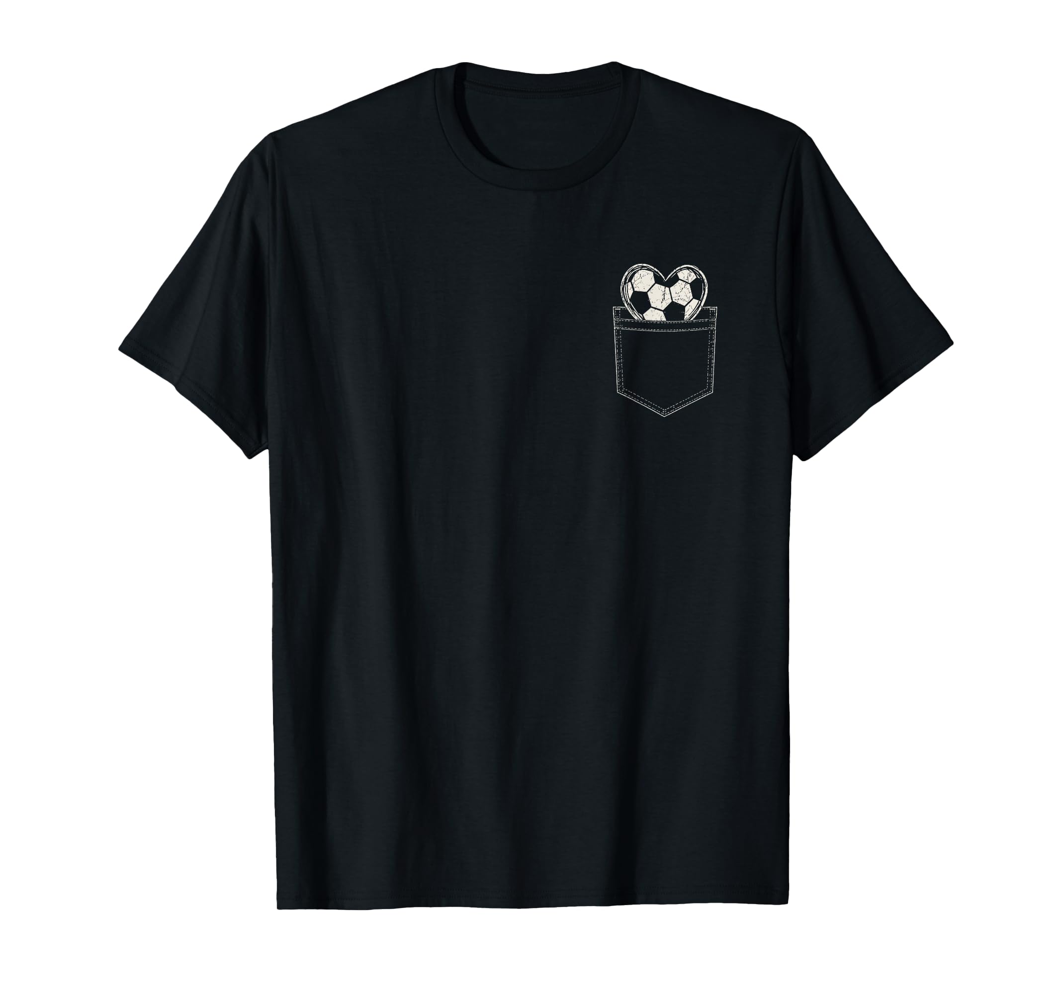Faux Pocket Soccer Heart Ball Minimal T-Shirt - Trendy Graphic for Adults