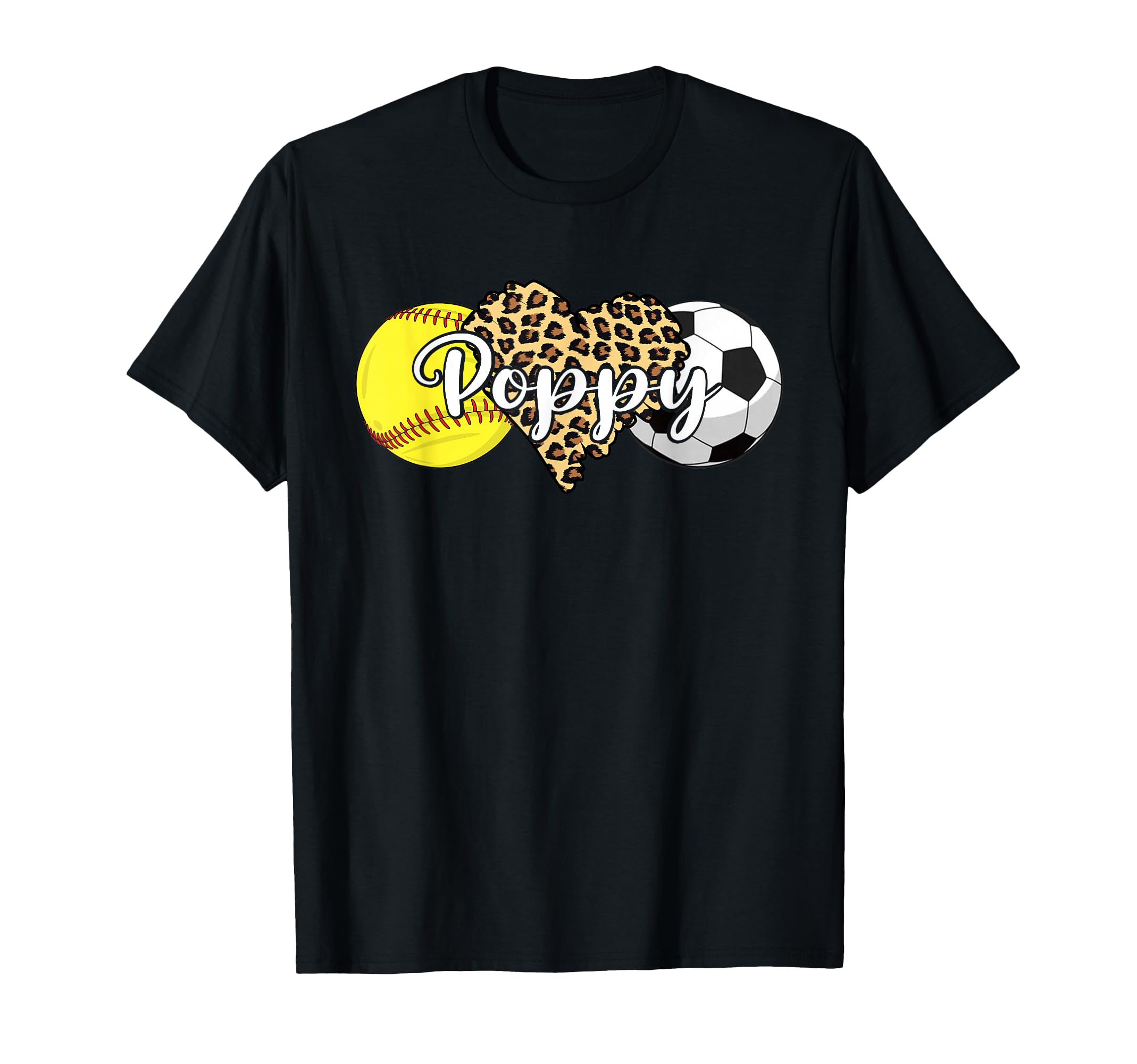 Poppy Softball Soccer Leopard T-Shirt - Casual Everyday Wear for Adults