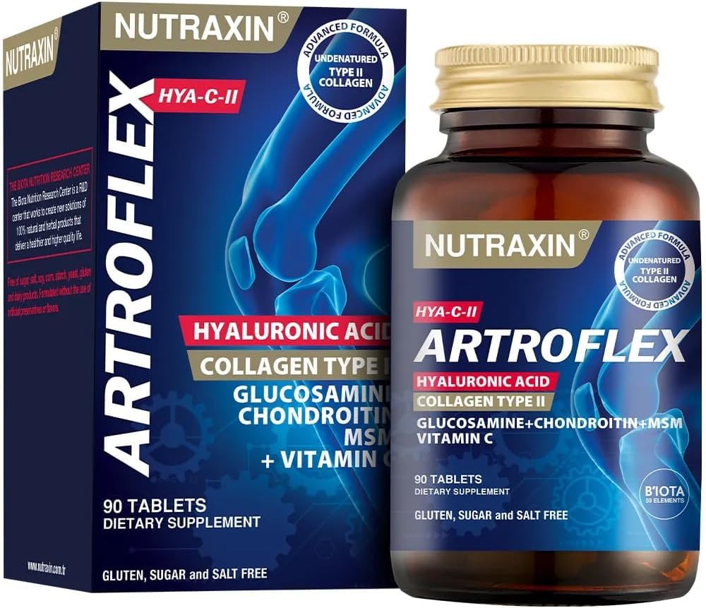 Nutraxin Artroflex HYA-C-II Joint Health Supplement - 90 Tablets, Glucosamine, Chondroitin, Hyaluronic Acid & Collagen