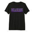 Delaware Soccer Purple Text Tri Blend T-Shirt - Minimalist Print Unisex