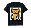Soccer Cat Cartoon Sports Art T-Shirt - Fun Novelty Design Men Women