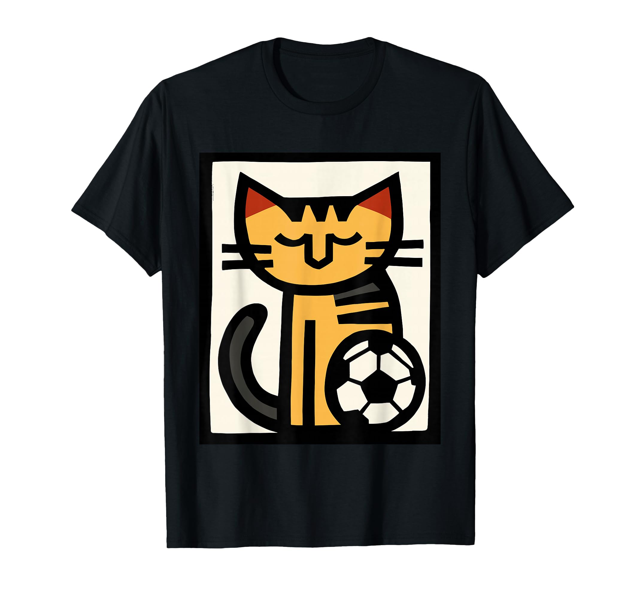Soccer Cat Cartoon Sports Art T-Shirt - Fun Novelty Design Men Women
