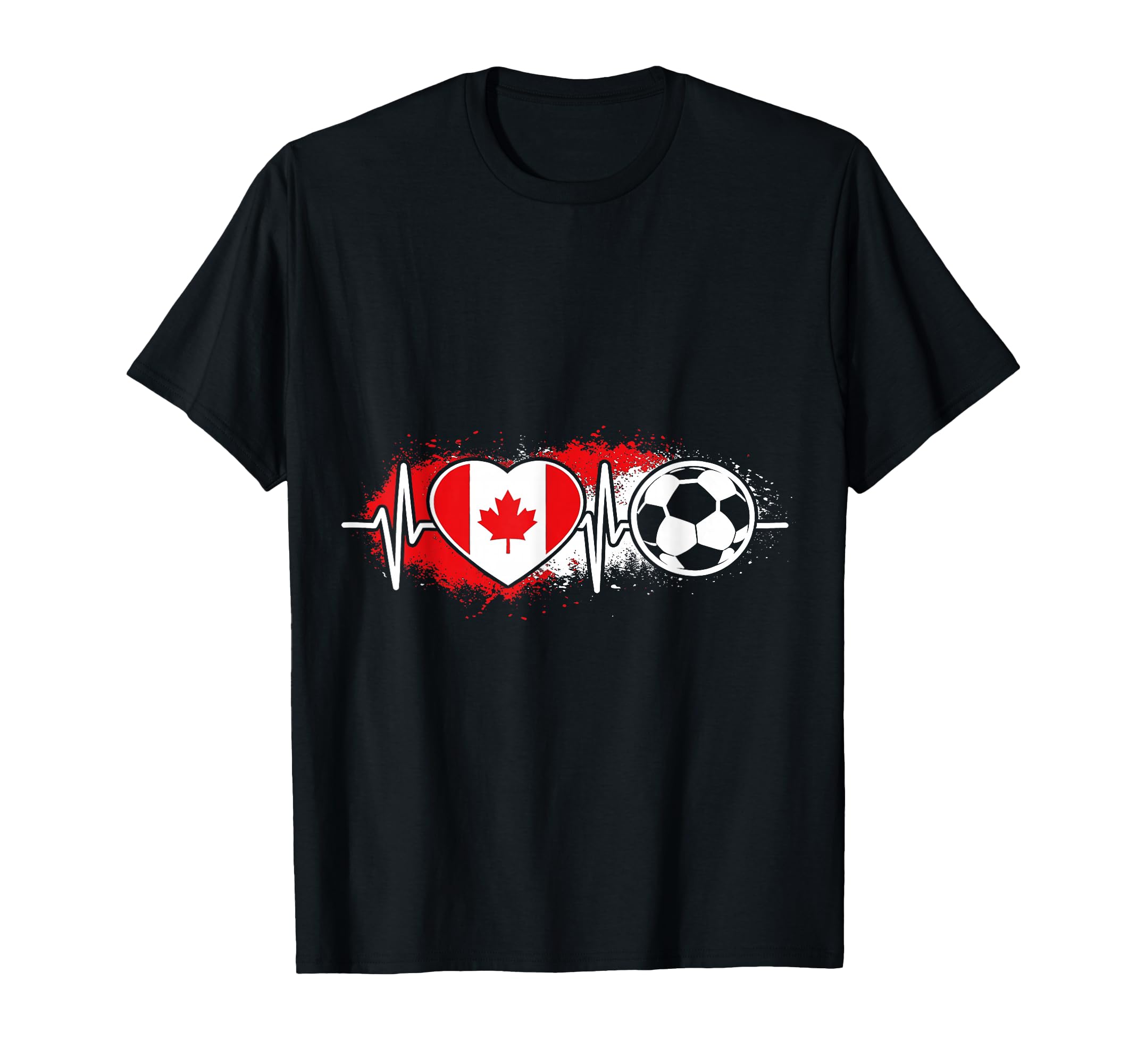 Soccer Heartbeat Canada Flag Football T-Shirt - Fun Novelty Design Unisex