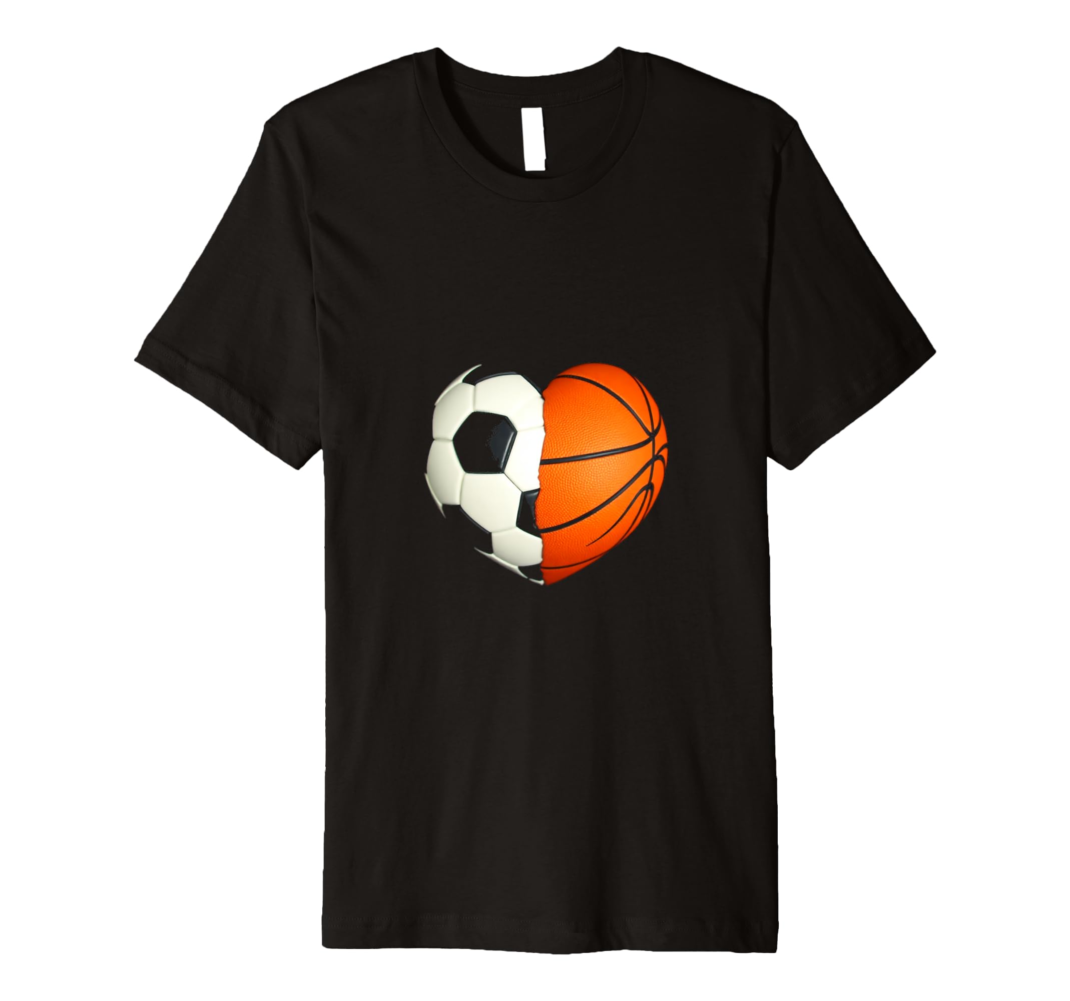 Split Heart Soccer Basketball T-Shirt - Custom Art Print Unisex