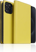 D8 Neon Full Grain Leather Wallet Case for iPhone 15 Pro Max - [2-in-1] Handcrafted Detachable Diary Style with Magnetic MagSafe Back Cover, Gift Box Included (Lemon)