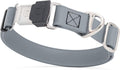 Dogline Biothane Waterproof Dog Collar with Herm Sprenger Black Stainless Steel Quick Release Buckle – Heavy Duty Tactical Durable Collar for Dogs – Comfortable and Safe Pet Collar W 1" L 15-25" Gray