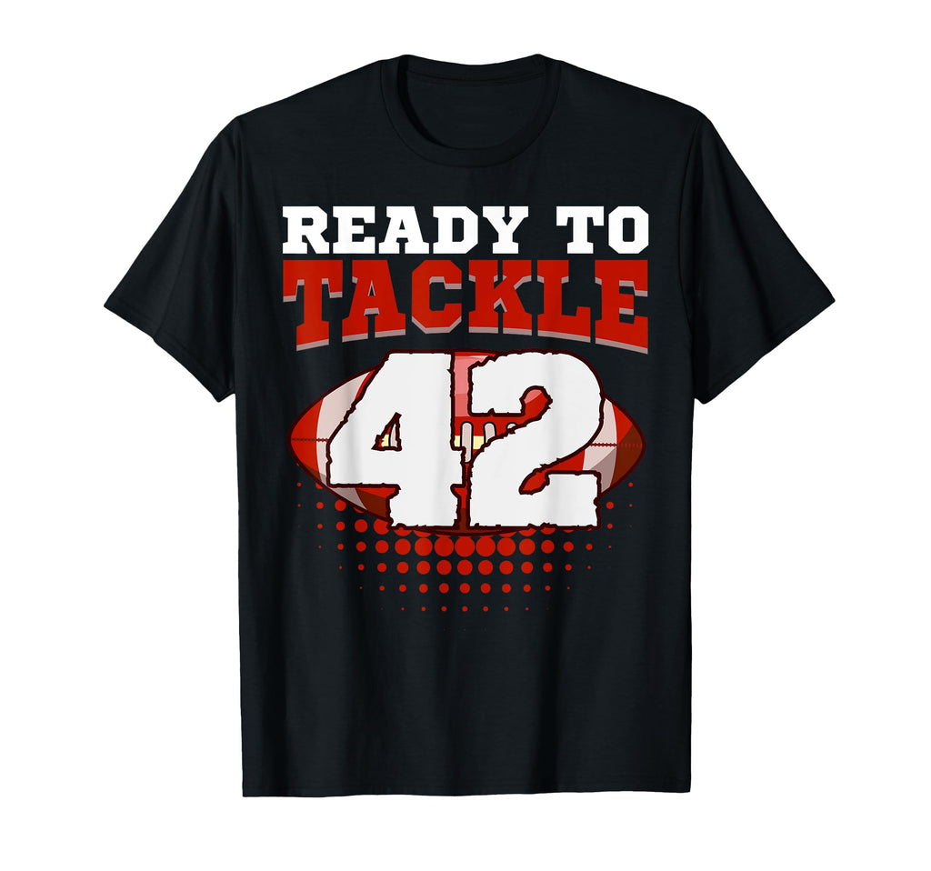 Football 42Nd Birthday Player Tackle T-Shirt - Trendy Graphic for Adults