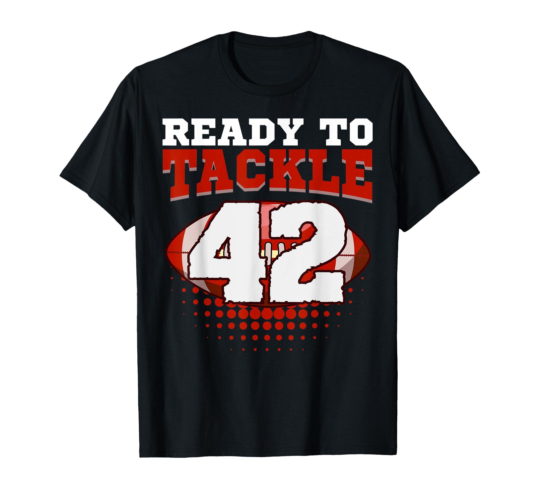 Football 42Nd Birthday Player Tackle T-Shirt - Trendy Graphic for Adults