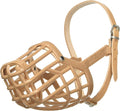 Leather Brothers Italian Basket Dog Muzzle, Adjustable Secure Fit, Comfortable Design, Training and Safety, Averts Biting, Prevents Chewing and Scavenging, Perfect for Grooming - Tan, Size 6