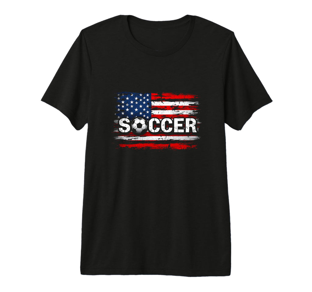 Soccer Distressed American Flag Soccer T-Shirt - Minimalist Print Unisex