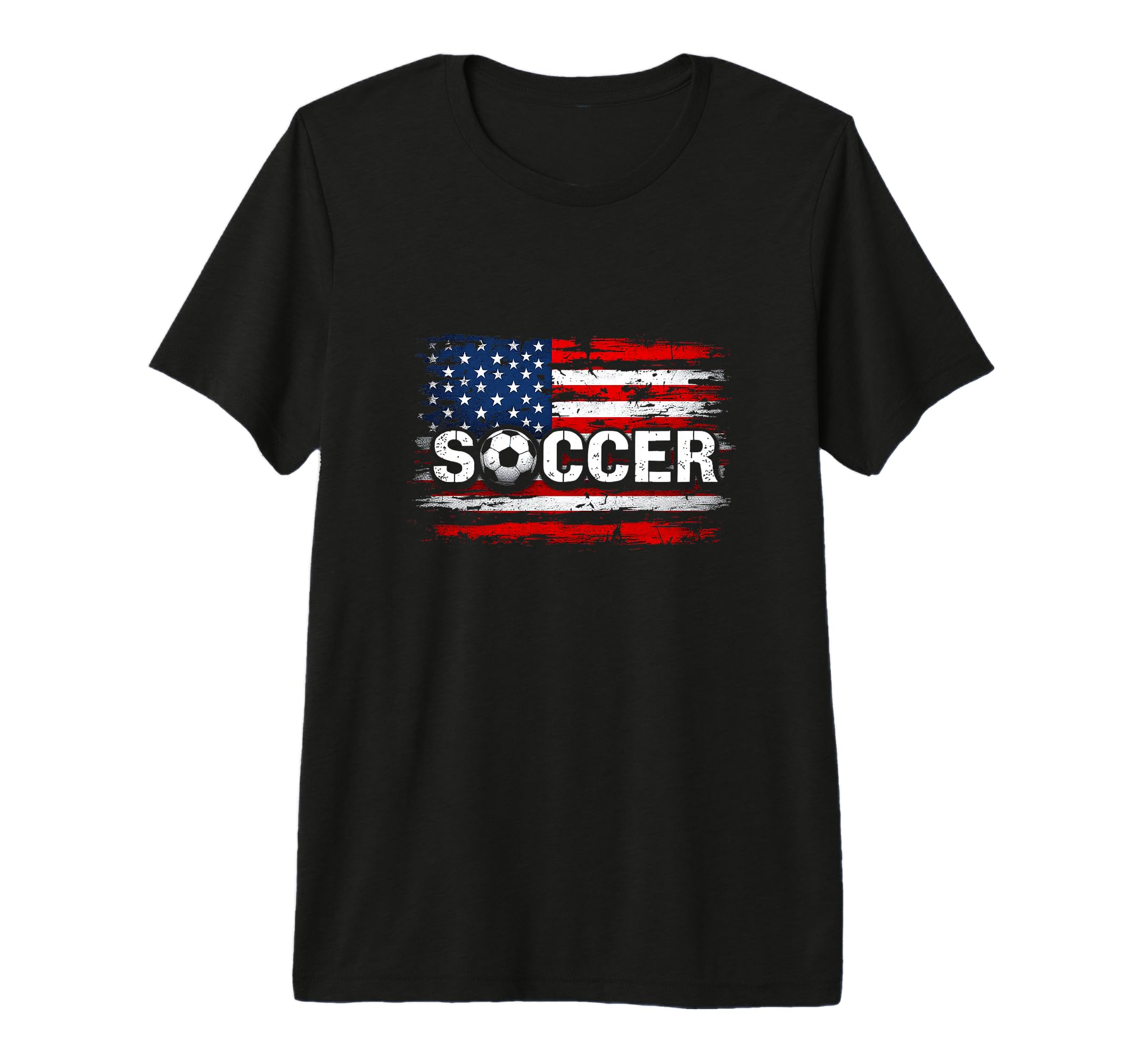 Soccer Distressed American Flag Soccer T-Shirt - Minimalist Print Unisex