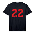 Number 22 Sport Red Distressed Number T-Shirt - Custom Art Print Unisex