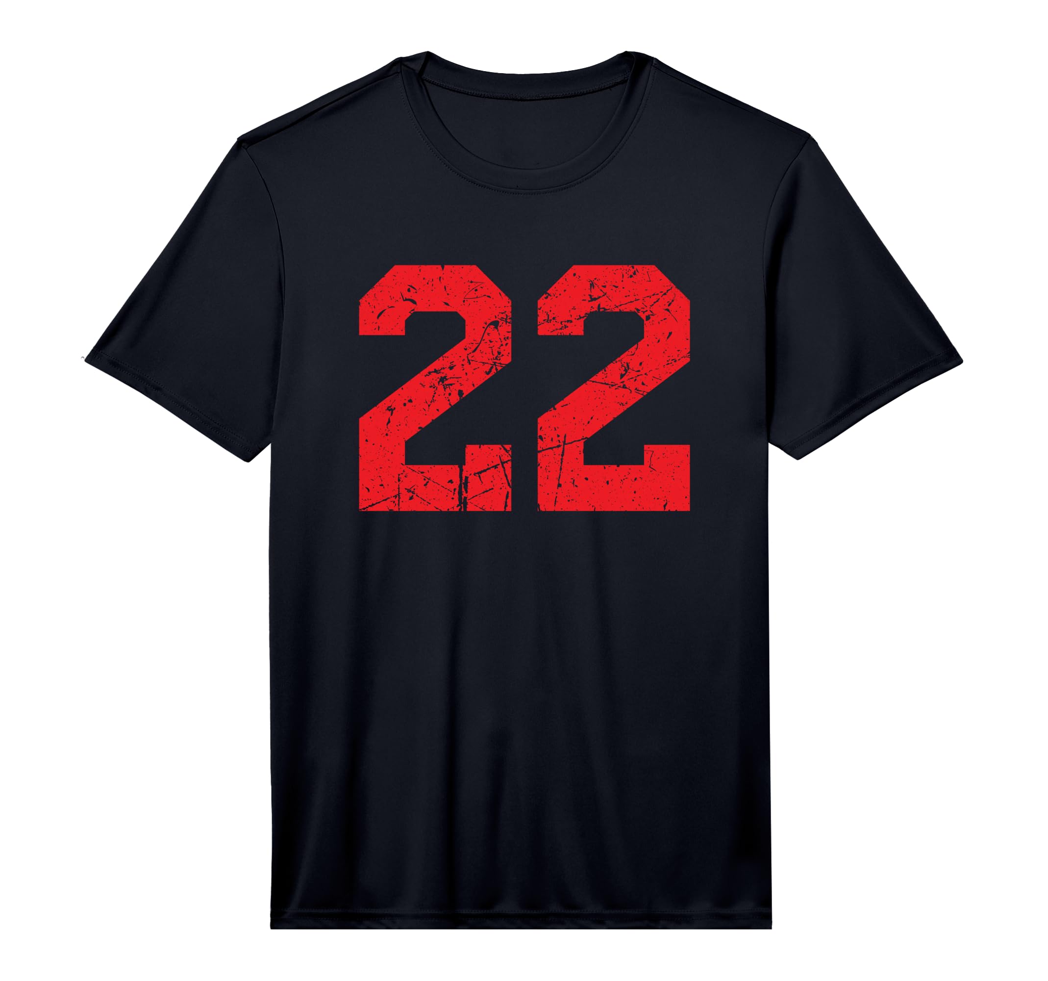 Number 22 Sport Red Distressed Number T-Shirt - Custom Art Print Unisex