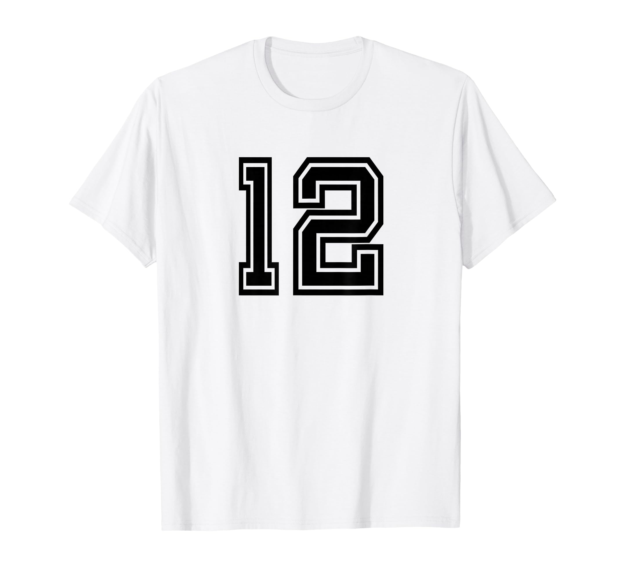 Black Number 12 T-Shirt - Custom Art Print Men Women
