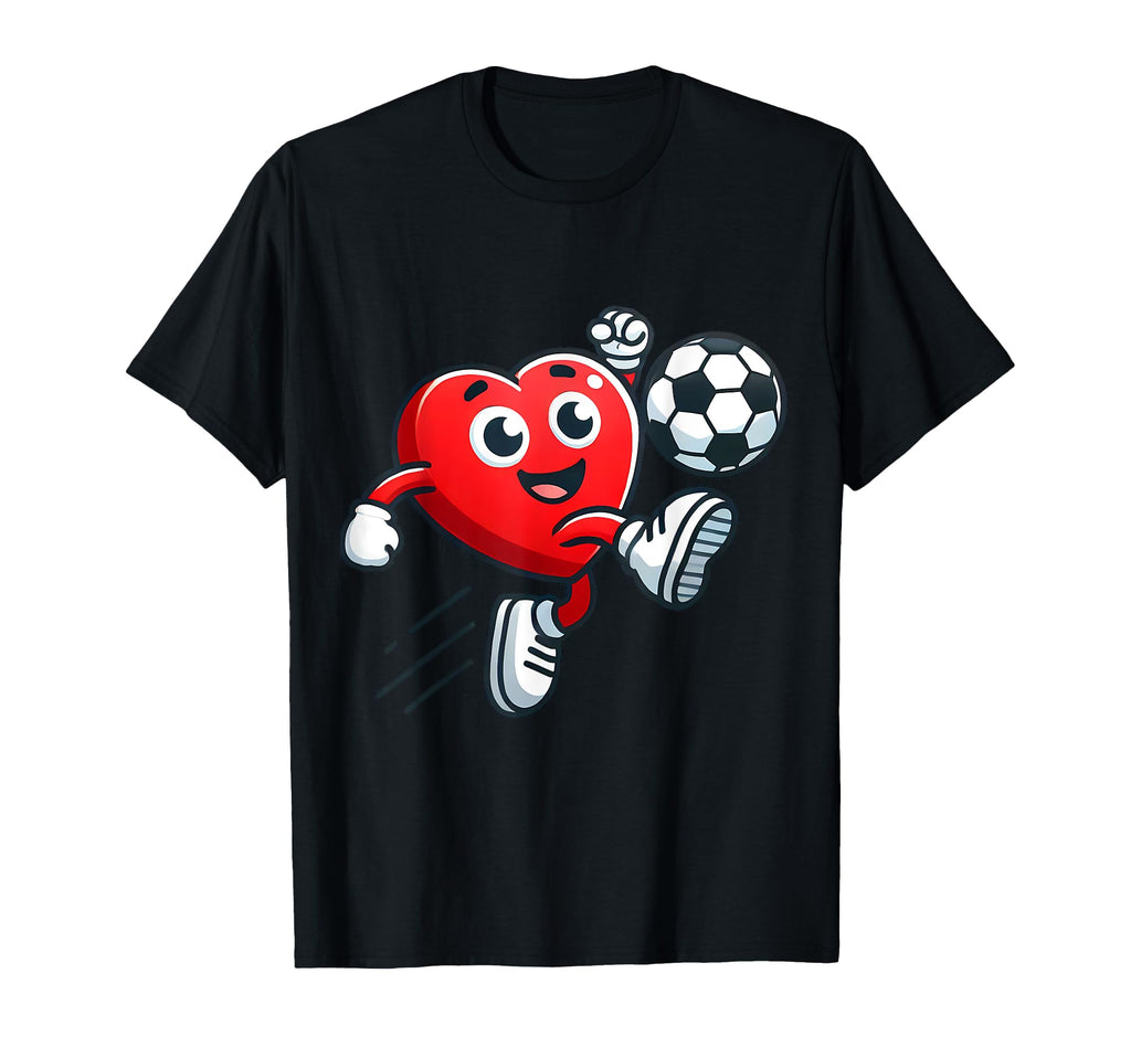 Valentines Day Heart Soccer Lover T-Shirt - Minimalist Print for Adults