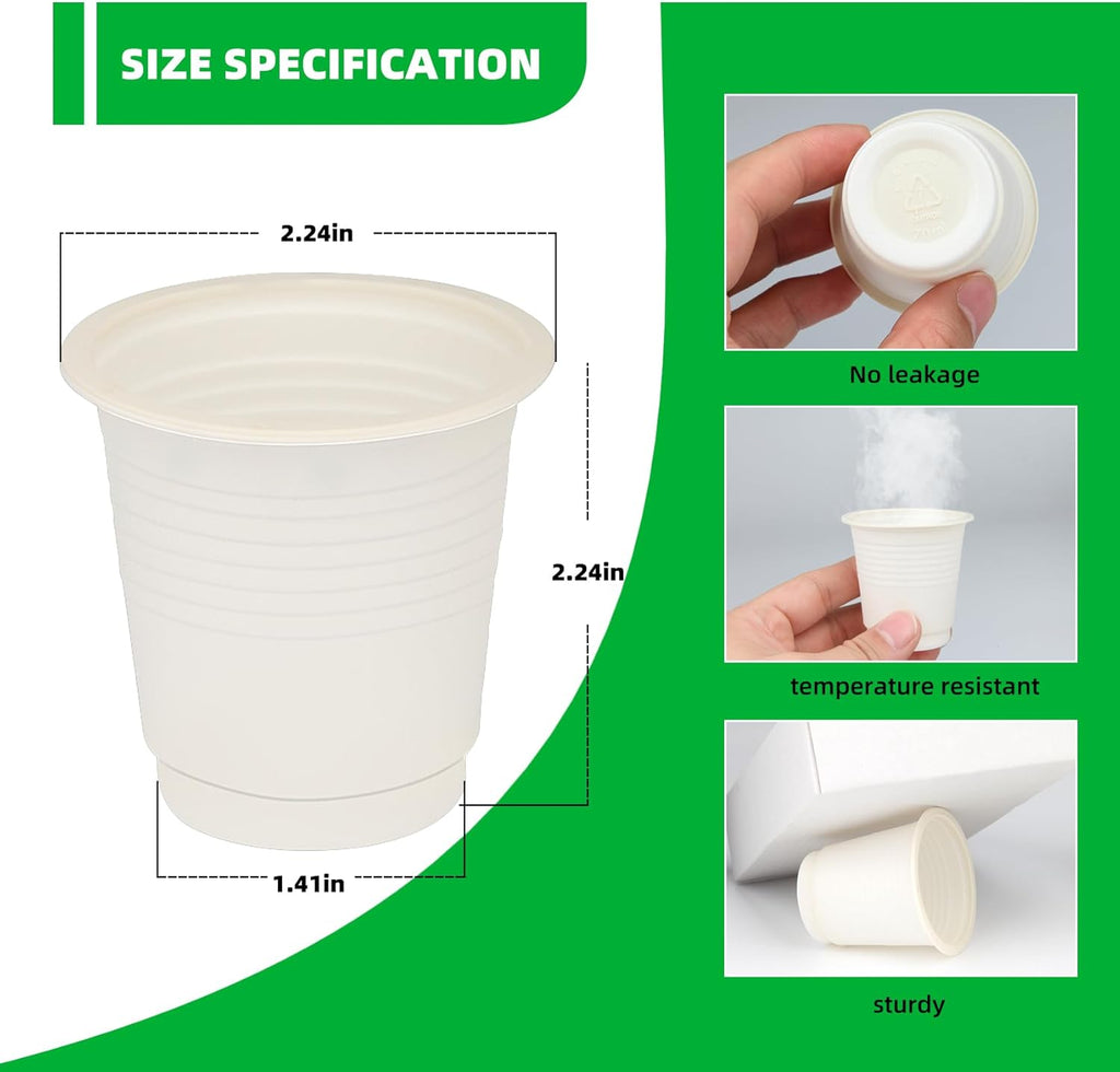 3 oz Compostable Disposable Bathroom Mouthwash&Rinse Cups,100pcs Small Snack Cups for Kids,Mini Drinking Cups for Party,Office, Picnic, BBQ