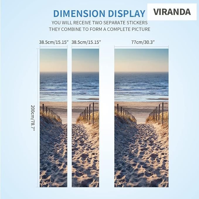 3D Door Stickers - Sirte Dunes - Peel & Stick - Removable PVC Waterproof - Bedroom/Living Room - Rustic Desert Landscape - White & Brown - Abstract - 37.4"x82.7"
