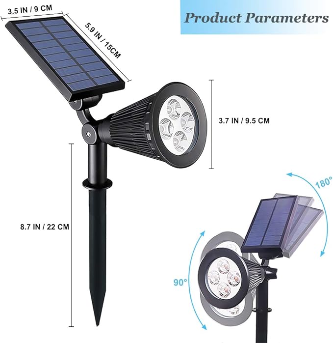 Clordeal Green Solar Spotlight, 2 in 1 Solar Powered LED Landscape Lights Outdoor, Waterproof 4 LED Solar Tree Uplight Garden Decorative Lighting (Green)