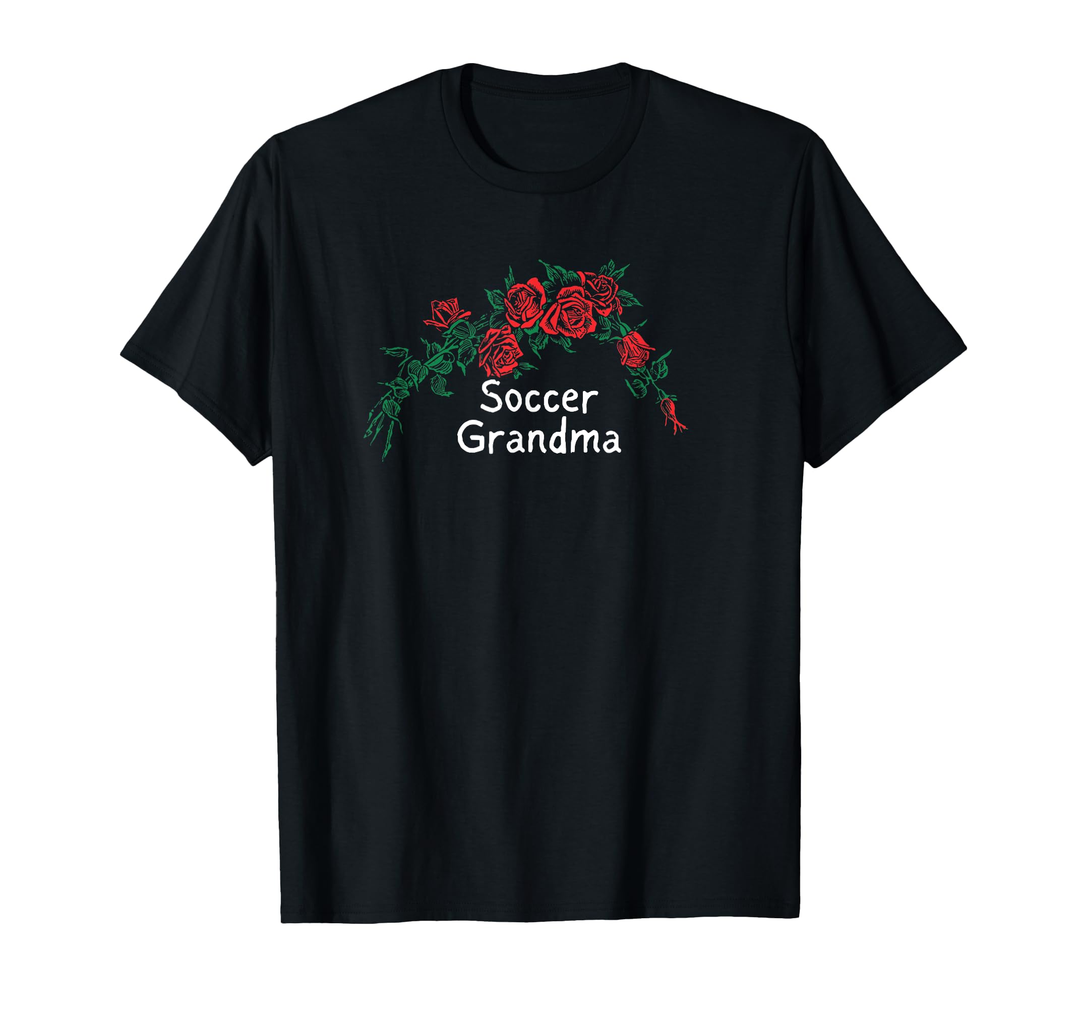 Flowers Red Soccer Grandma T-Shirt - Trendy Graphic for Adults