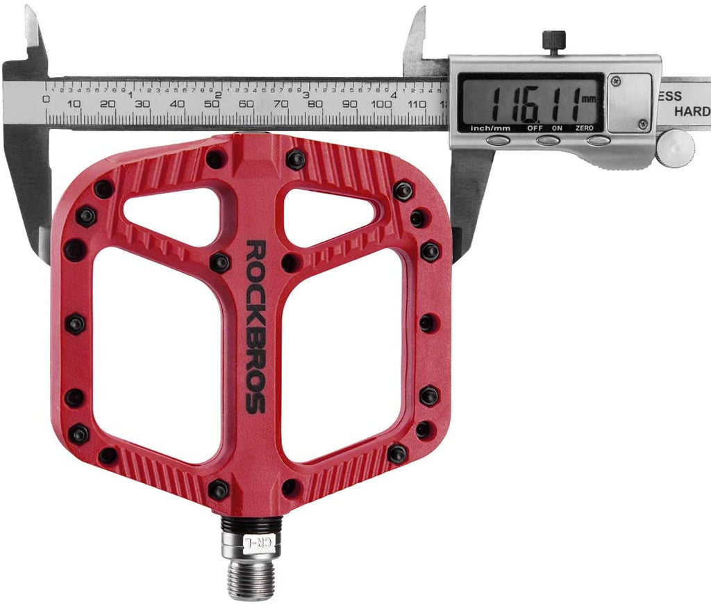 ROCKBROS Extra Large Mountain Bike Pedals Nylon Composite Bearing 9/16"(1 Pair)-RED
