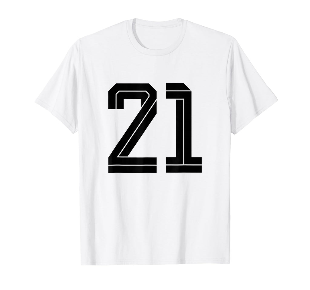 21 White Number 21 Sports Fan Soccer T-Shirt - Trendy Graphic Men Women