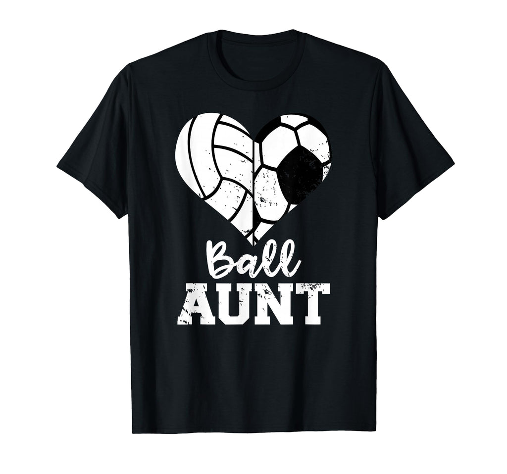 Ball Aunt Heart Funny Soccer Volleyball T-Shirt - Unique Graphic Men Women