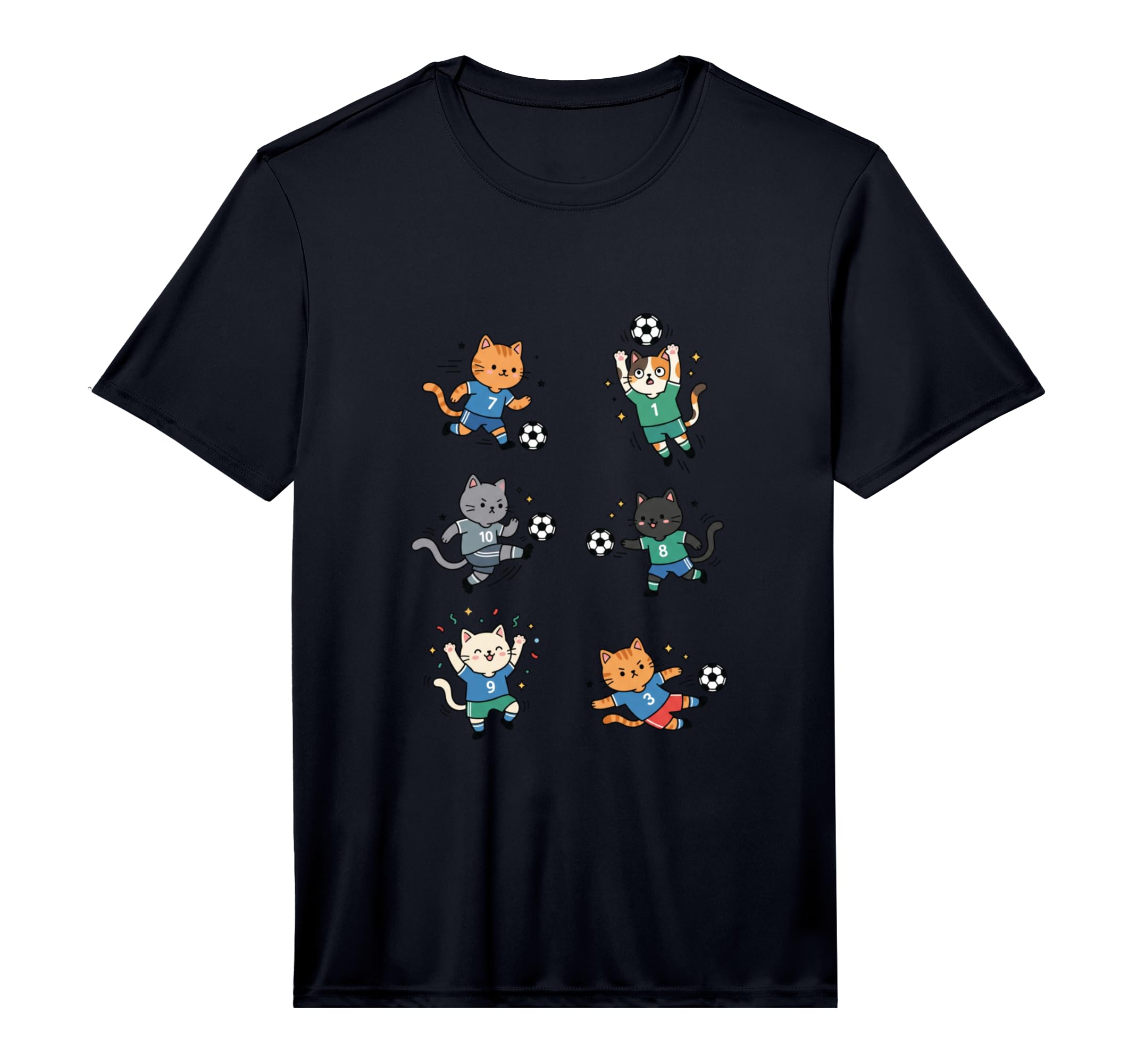 Silly Cat Playing Soccer Player Goalie T-Shirt - Novelty Apparel Men Women