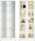 5 Tier Metal Curio Cabinets, Modern Bookshelf Cabinet with 4 Adjustable Shelves, Cabinet Display Case for Home Office, Living Room, Pantry (White-27.5W)